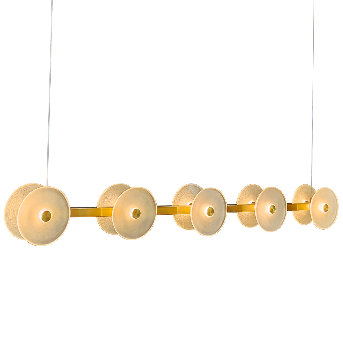 Diskos 10 Light LED Bar Pendant Light with Hand Blown Glass