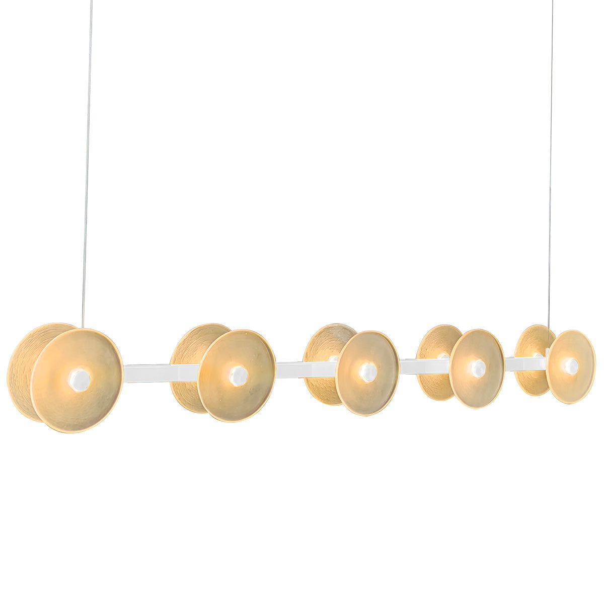 Diskos 10 Light LED Bar Pendant Light with Hand Blown Glass