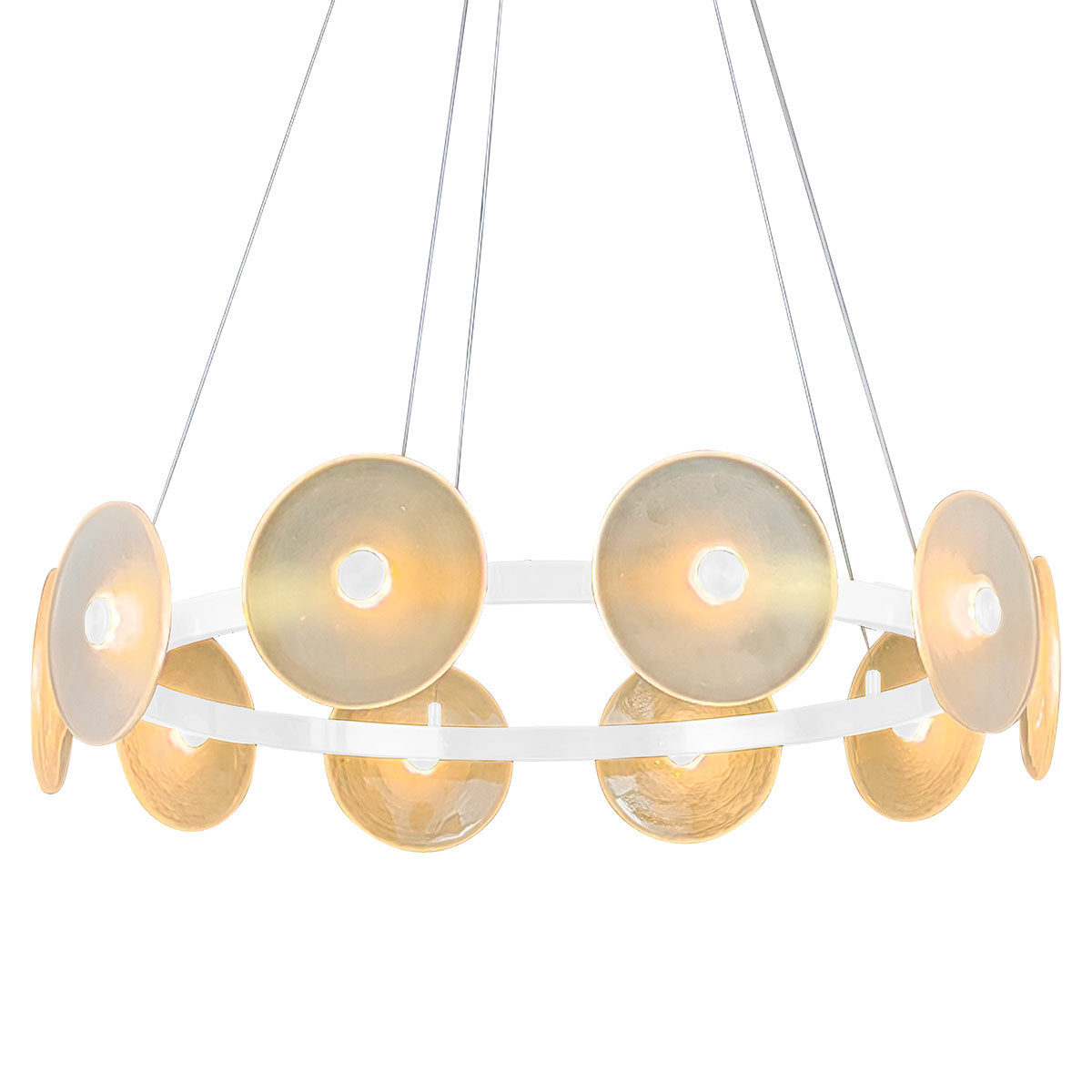 Diskos 10 Light LED Ring Pendant with Hand Blown Glass