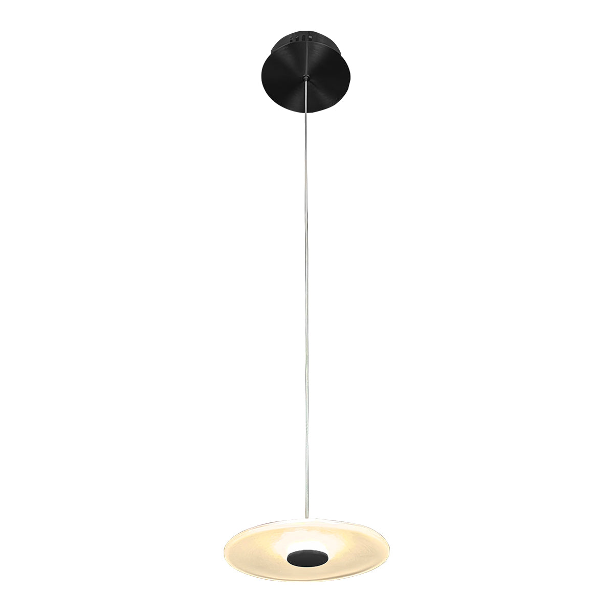 Diskos Single LED Drop Pendant Light with Hand Blown Glass