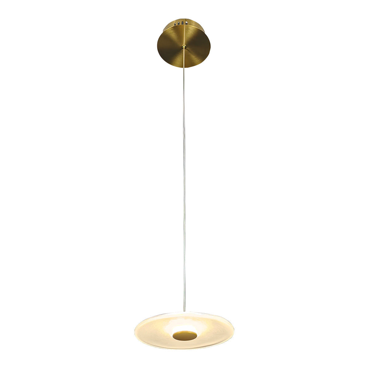 Diskos Single LED Drop Pendant Light with Hand Blown Glass