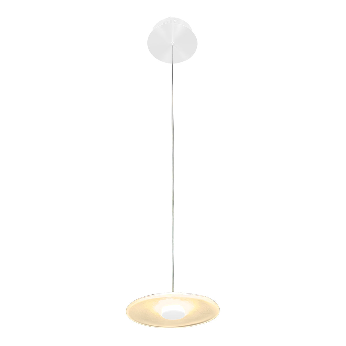 Diskos Single LED Drop Pendant Light with Hand Blown Glass