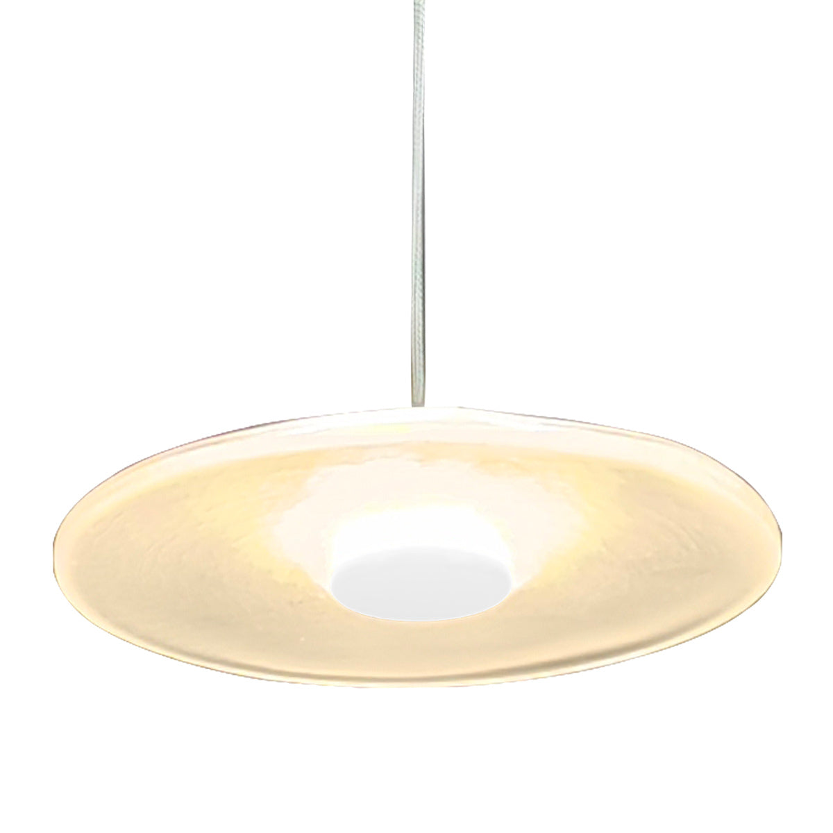 Diskos Single LED Drop Pendant Light with Hand Blown Glass