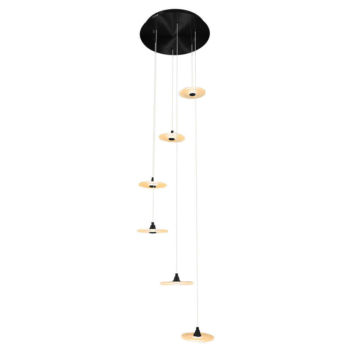 Diskos Hanging Disc LED Dropper Pendant Light with Hand Blown Glass