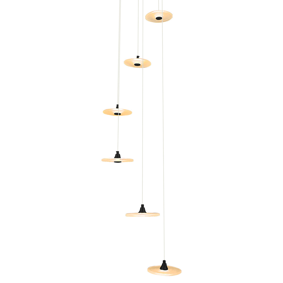 Diskos Hanging Disc LED Dropper Pendant Light with Hand Blown Glass