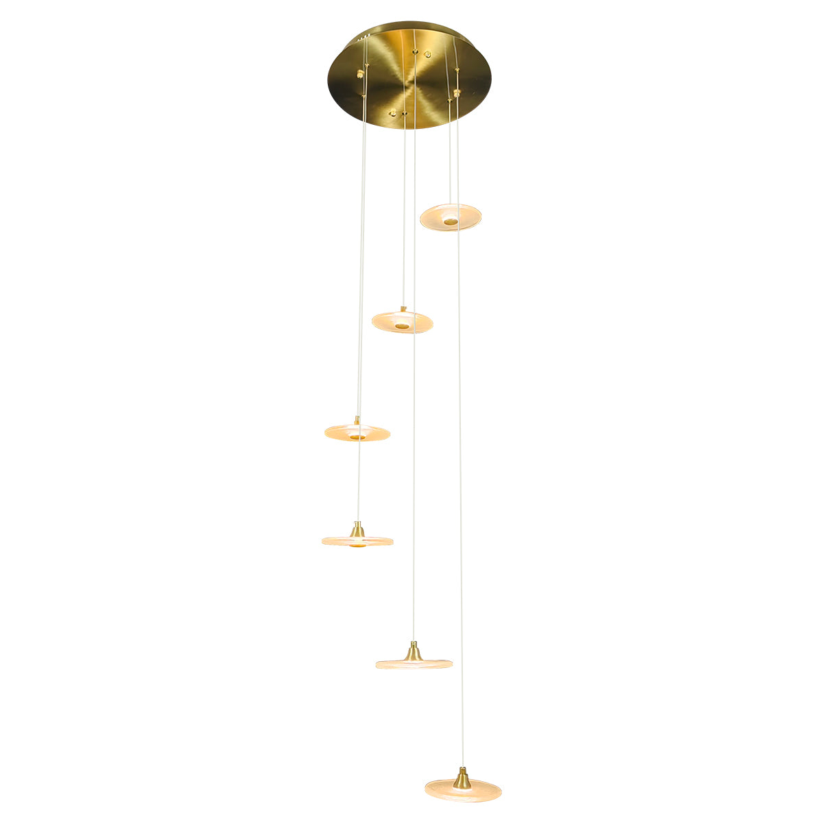Diskos Hanging Disc LED Dropper Pendant Light with Hand Blown Glass