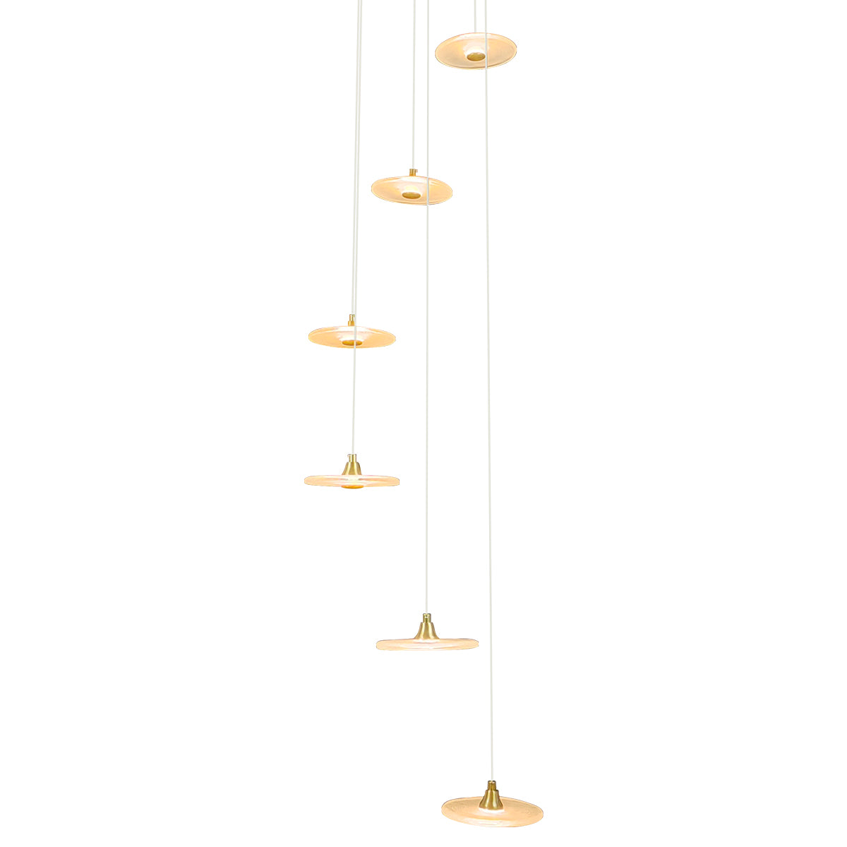 Diskos Hanging Disc LED Dropper Pendant Light with Hand Blown Glass