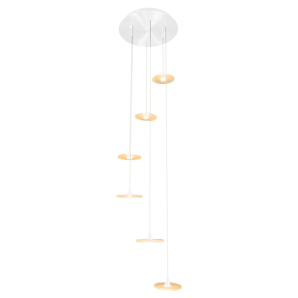 Diskos Hanging Disc LED Dropper Pendant Light with Hand Blown Glass