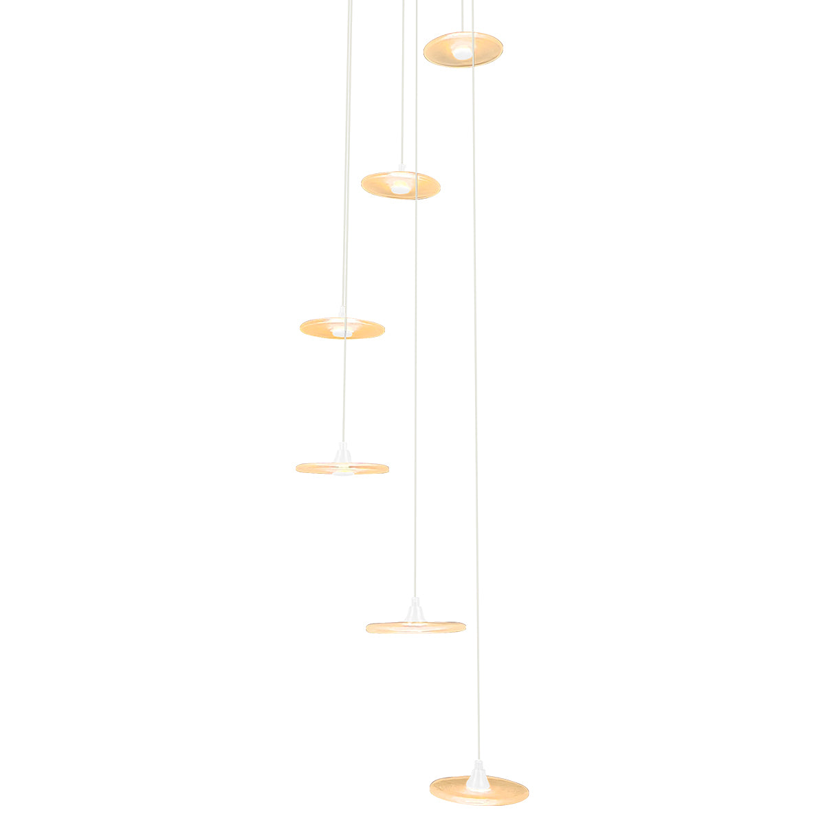 Diskos Hanging Disc LED Dropper Pendant Light with Hand Blown Glass