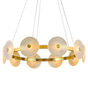 Diskos 10 Light LED Ring Pendant with Hand Blown Glass