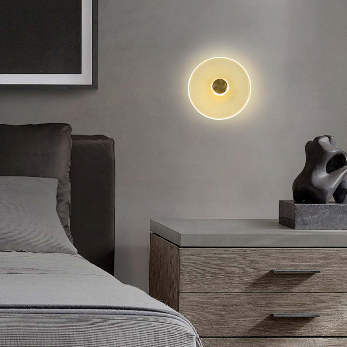 Diskos Single LED Wall Light with Hand Blown Glass Disk