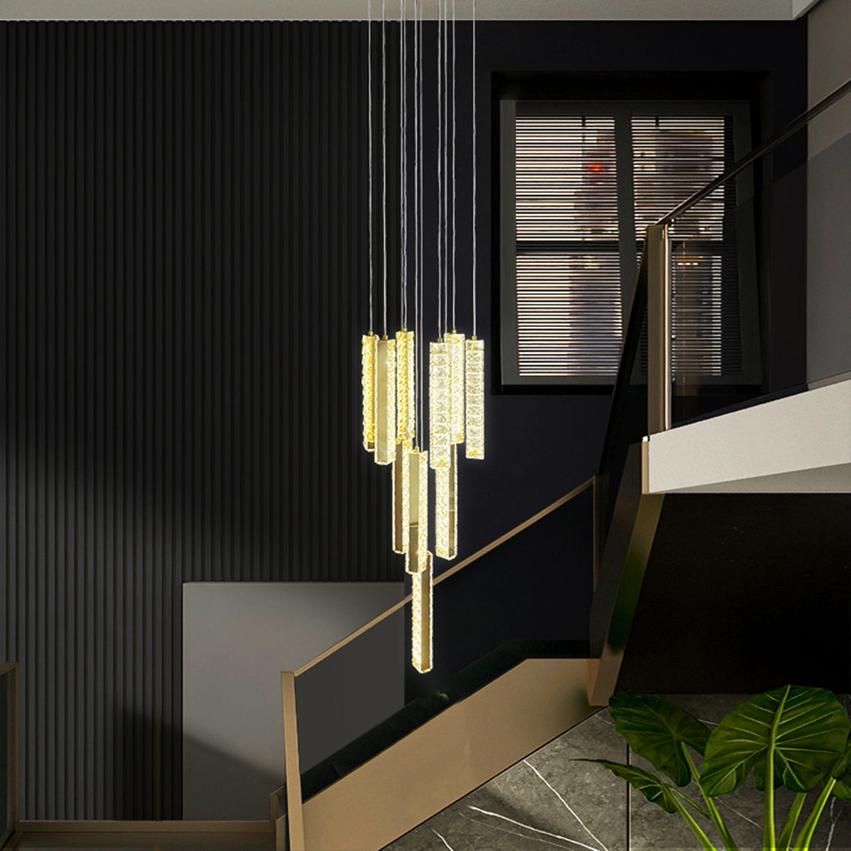 Trechizio LED Cluster Crystal Pendant Lights