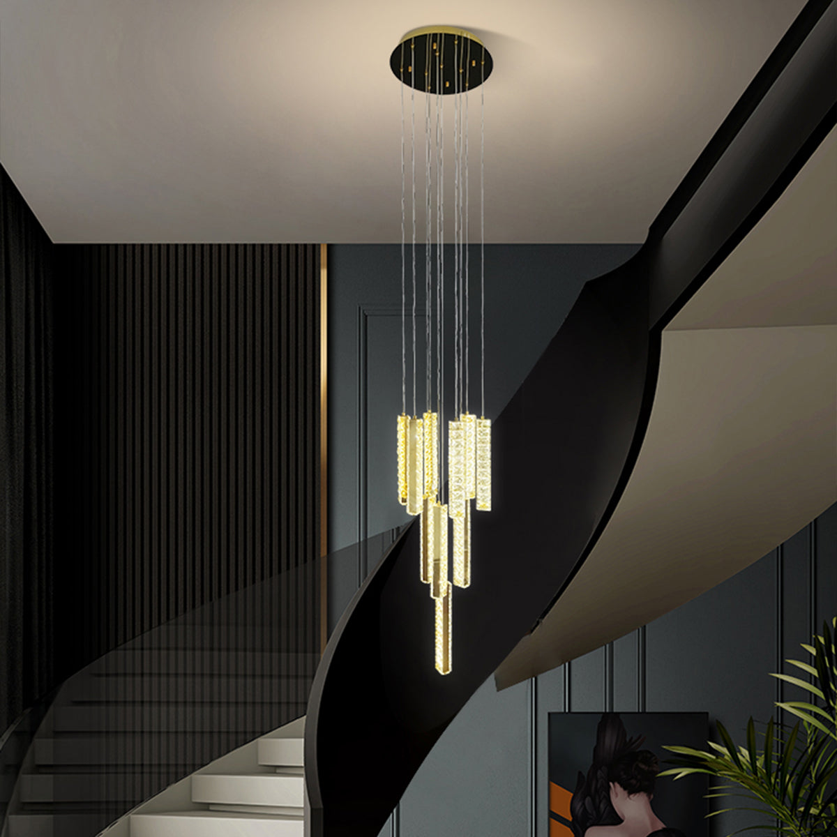 Trechizio LED Cluster Crystal Pendant Lights