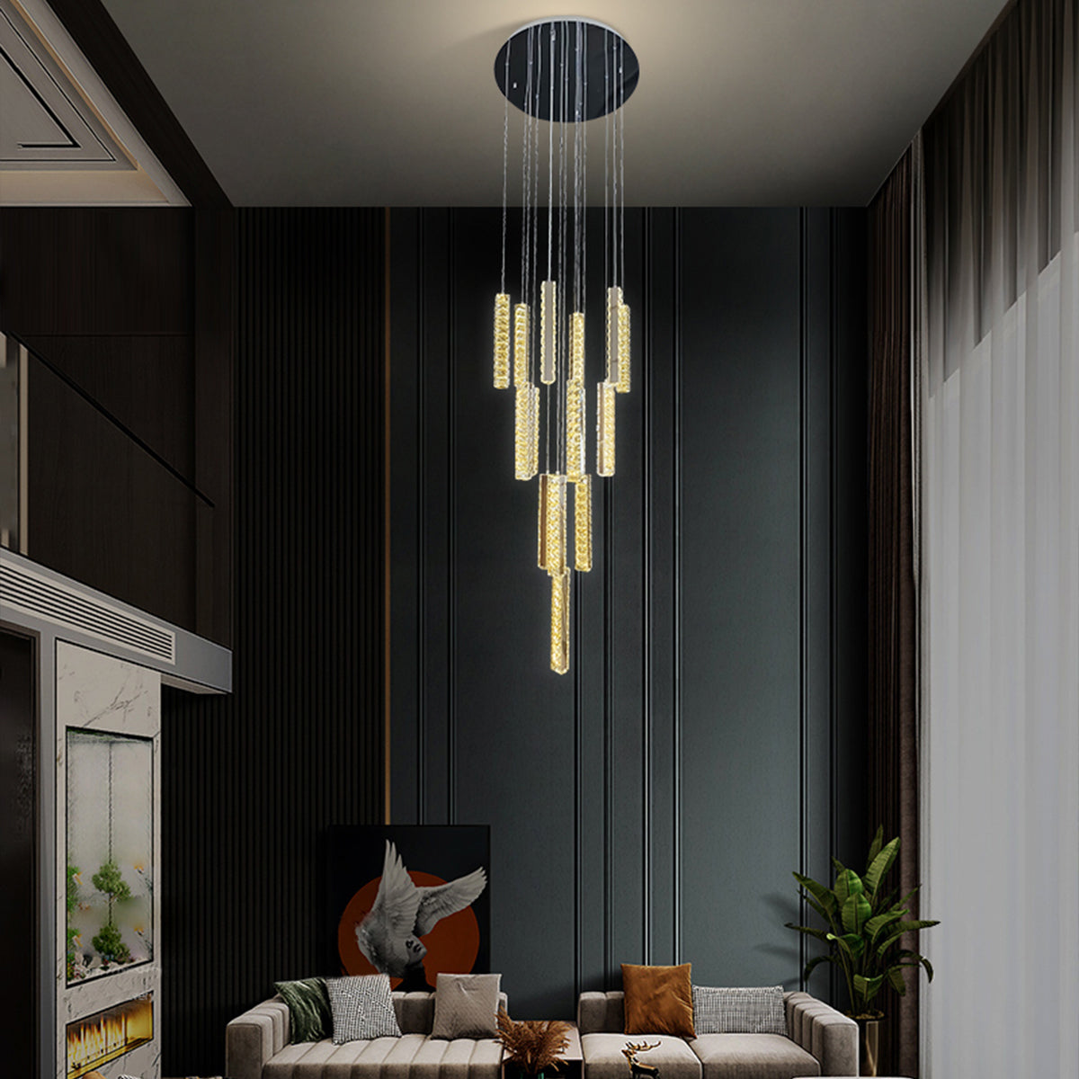 Trechizio LED Cluster Crystal Pendant Lights