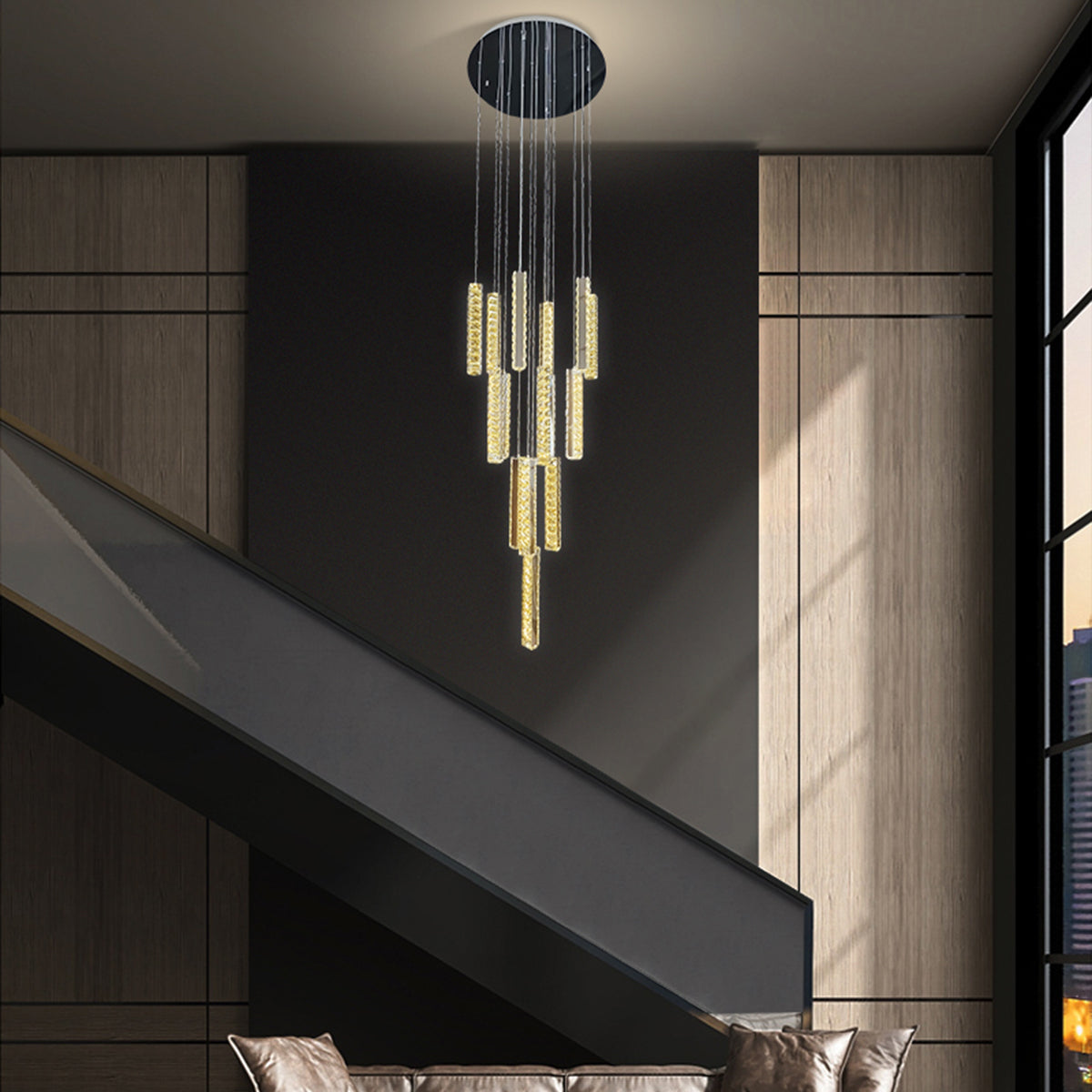 Trechizio LED Cluster Crystal Pendant Lights