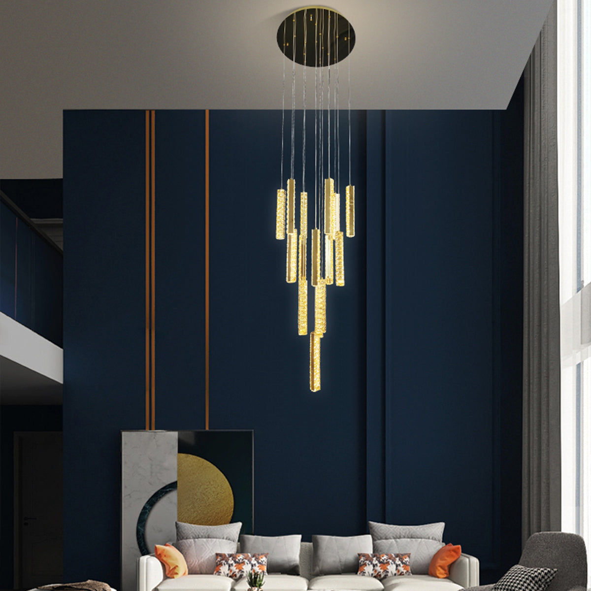 Trechizio LED Cluster Crystal Pendant Lights