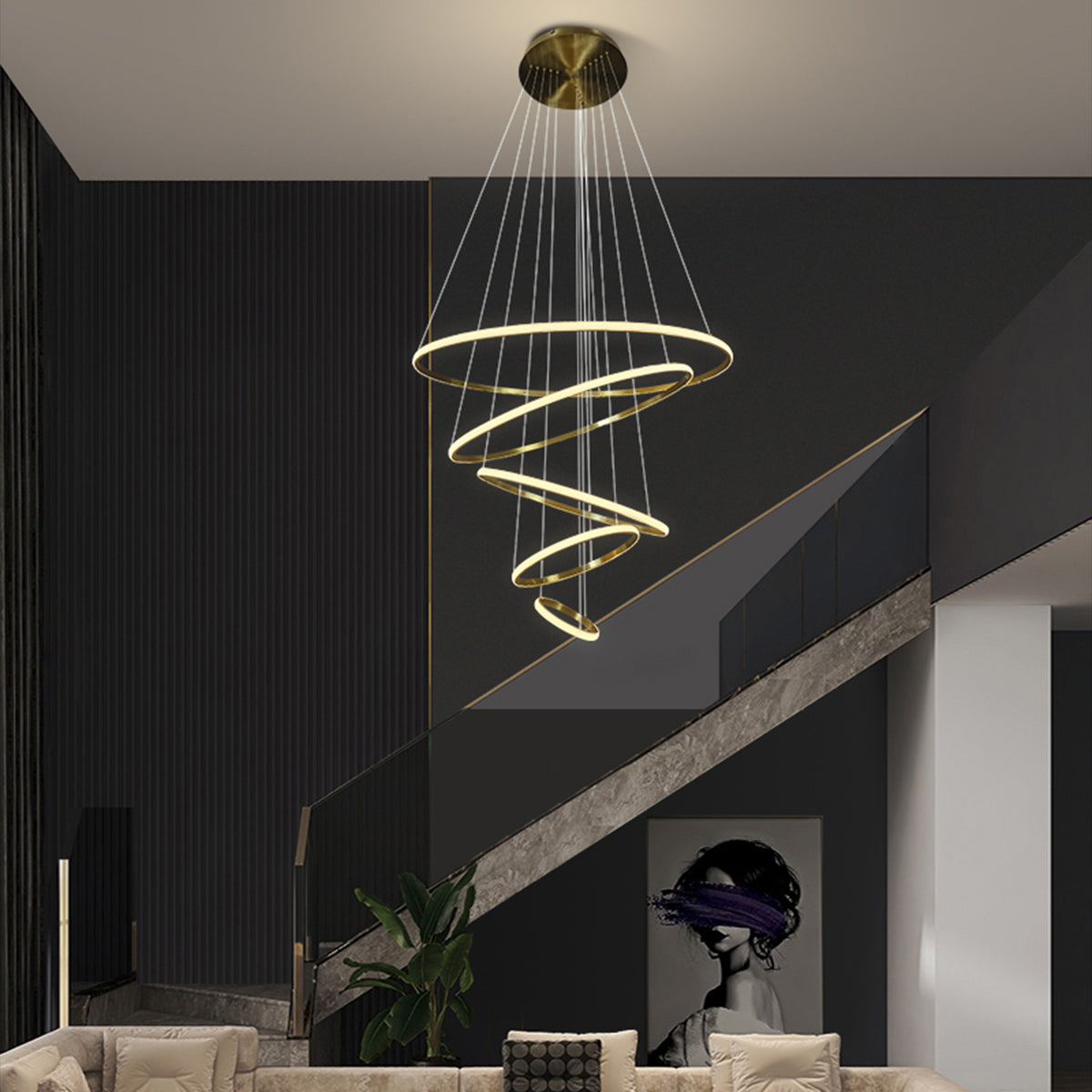 Marcello 5 Ring Pendant LED Light