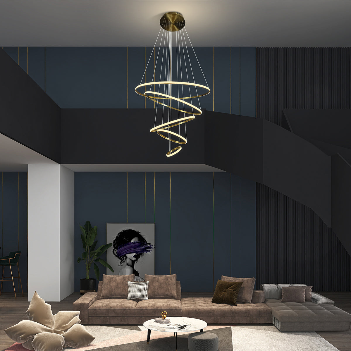 Marcello 5 Ring Pendant LED Light
