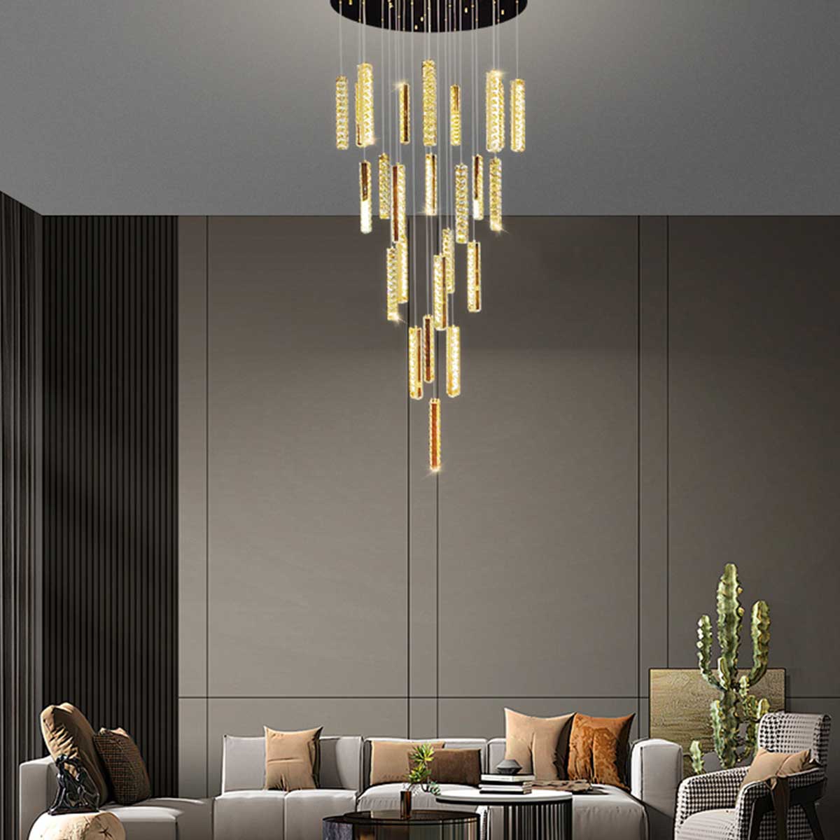 Trechizio LED Cluster Crystal Pendant Lights