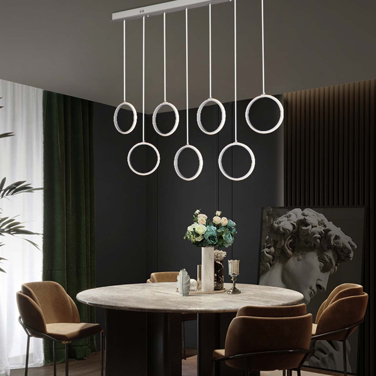 Bolla Linear 7 Ring LED Pendant Light