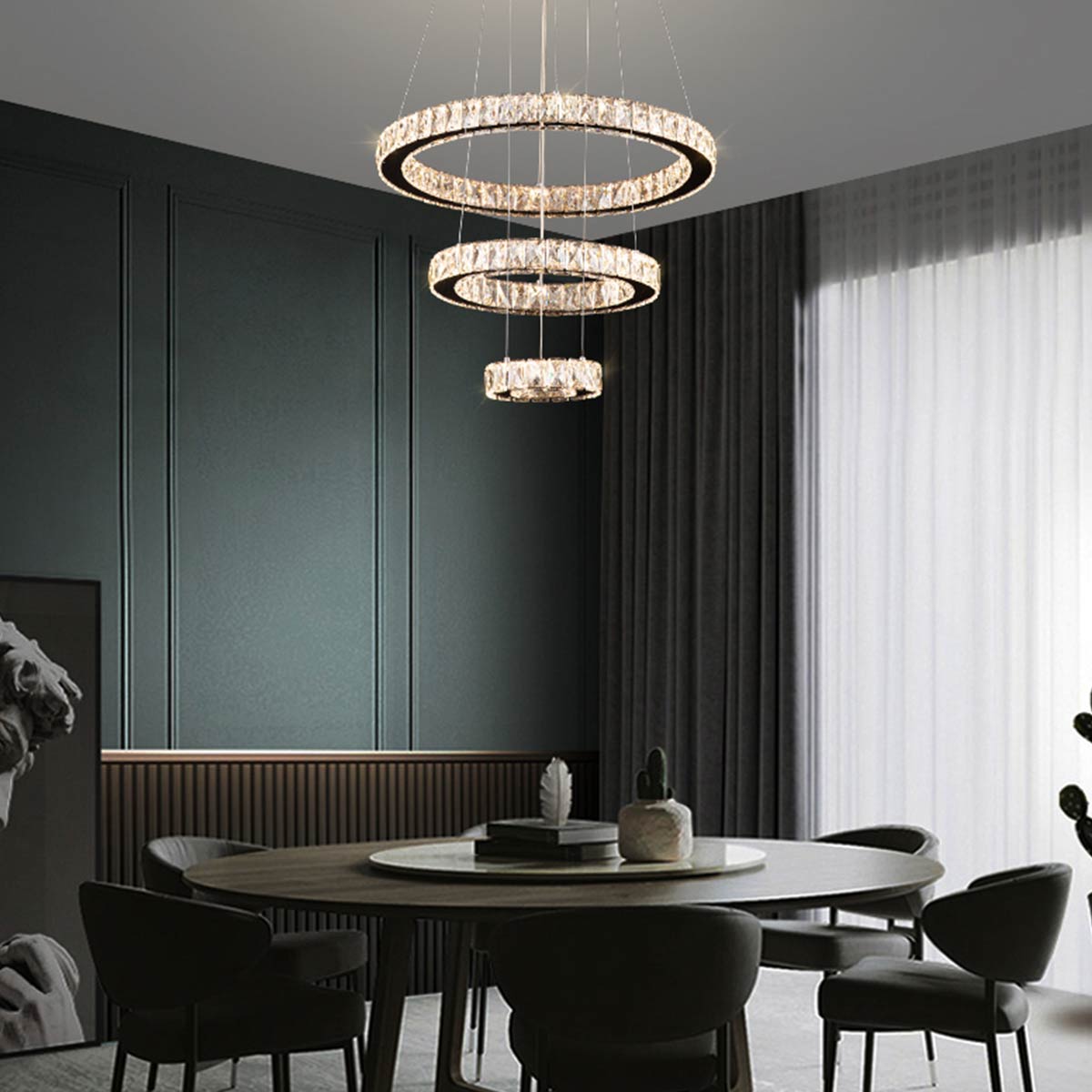 Jazmina Crystal 3 Ring LED Pendant Light - 600mm