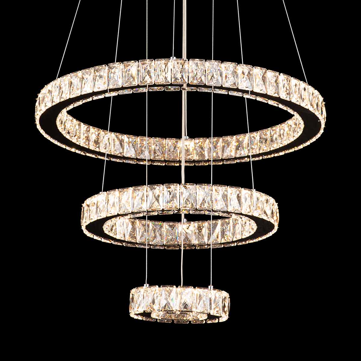 Jazmina Crystal 3 Ring LED Pendant Light - 600mm