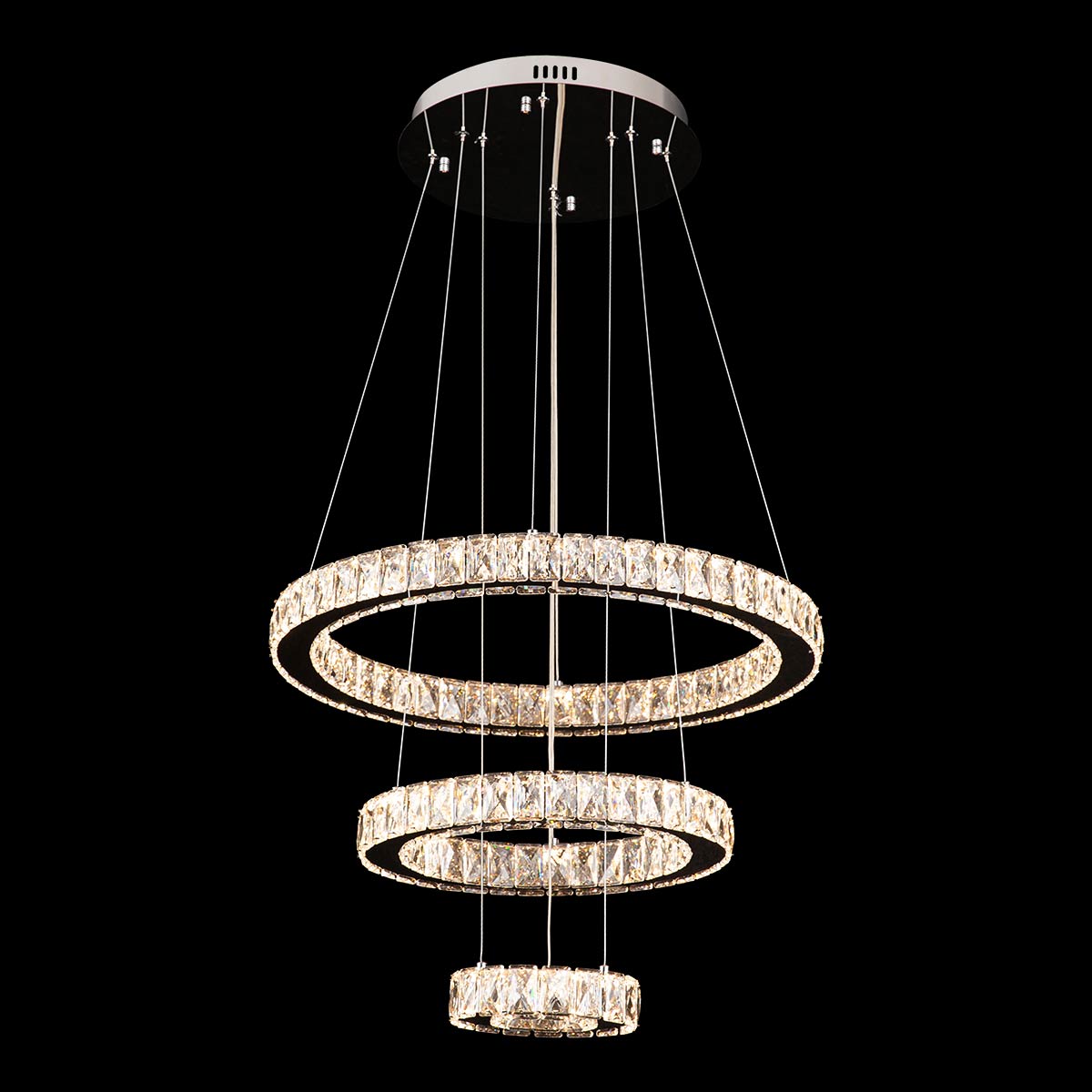 Jazmina Crystal 3 Ring LED Pendant Light - 600mm