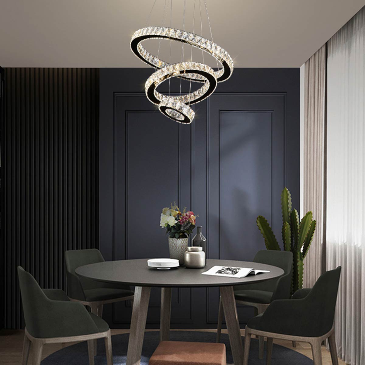 Jazmina Crystal 3 Ring LED Pendant Light - 600mm