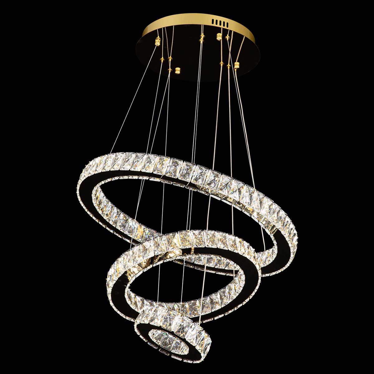 Jazmina Crystal 3 Ring LED Pendant Light - 600mm