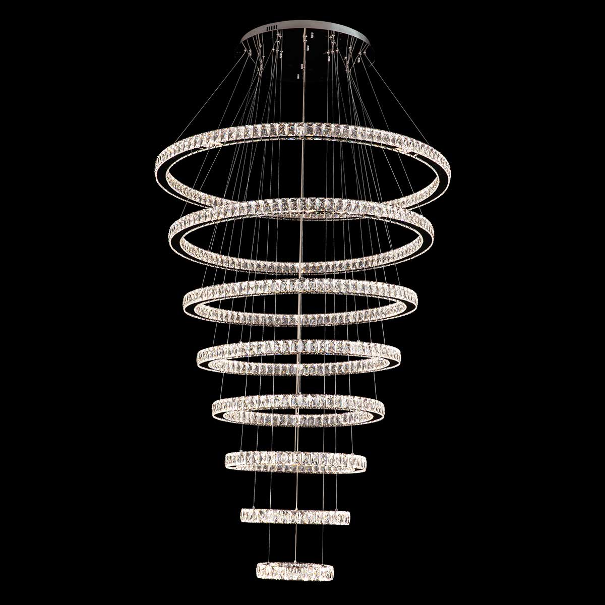 Jazmina Crystal 8 Ring LED Pendant Light - 1200mm