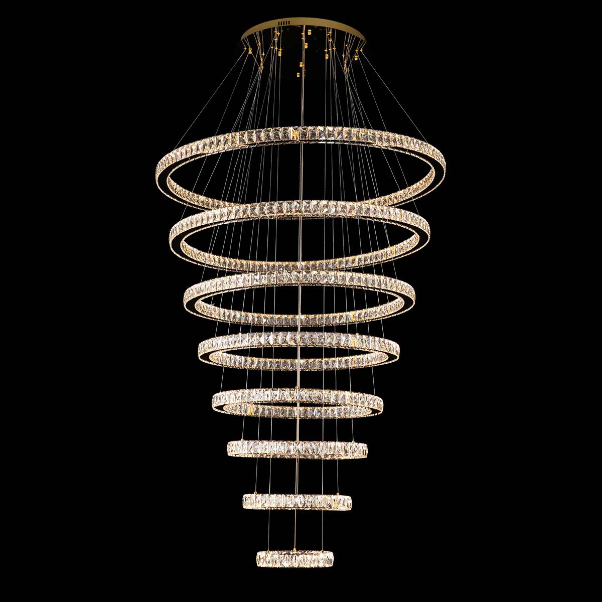 Jazmina Crystal 8 Ring LED Pendant Light - 1200mm