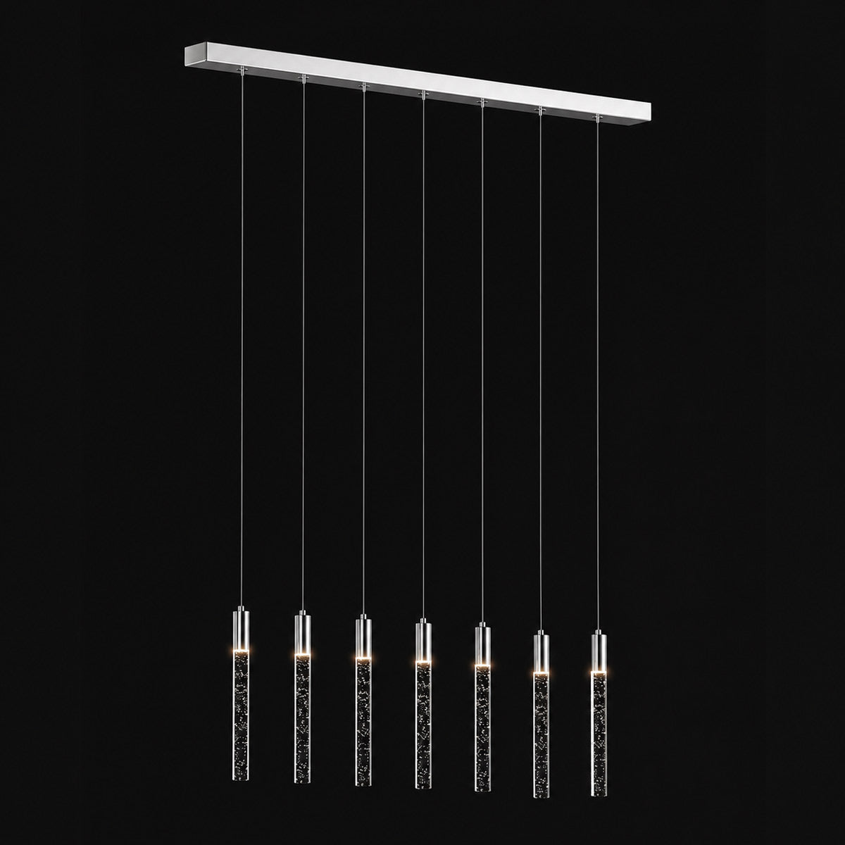 Andromeda 7 Light Linear Bar Bubble Glass LED Pendant