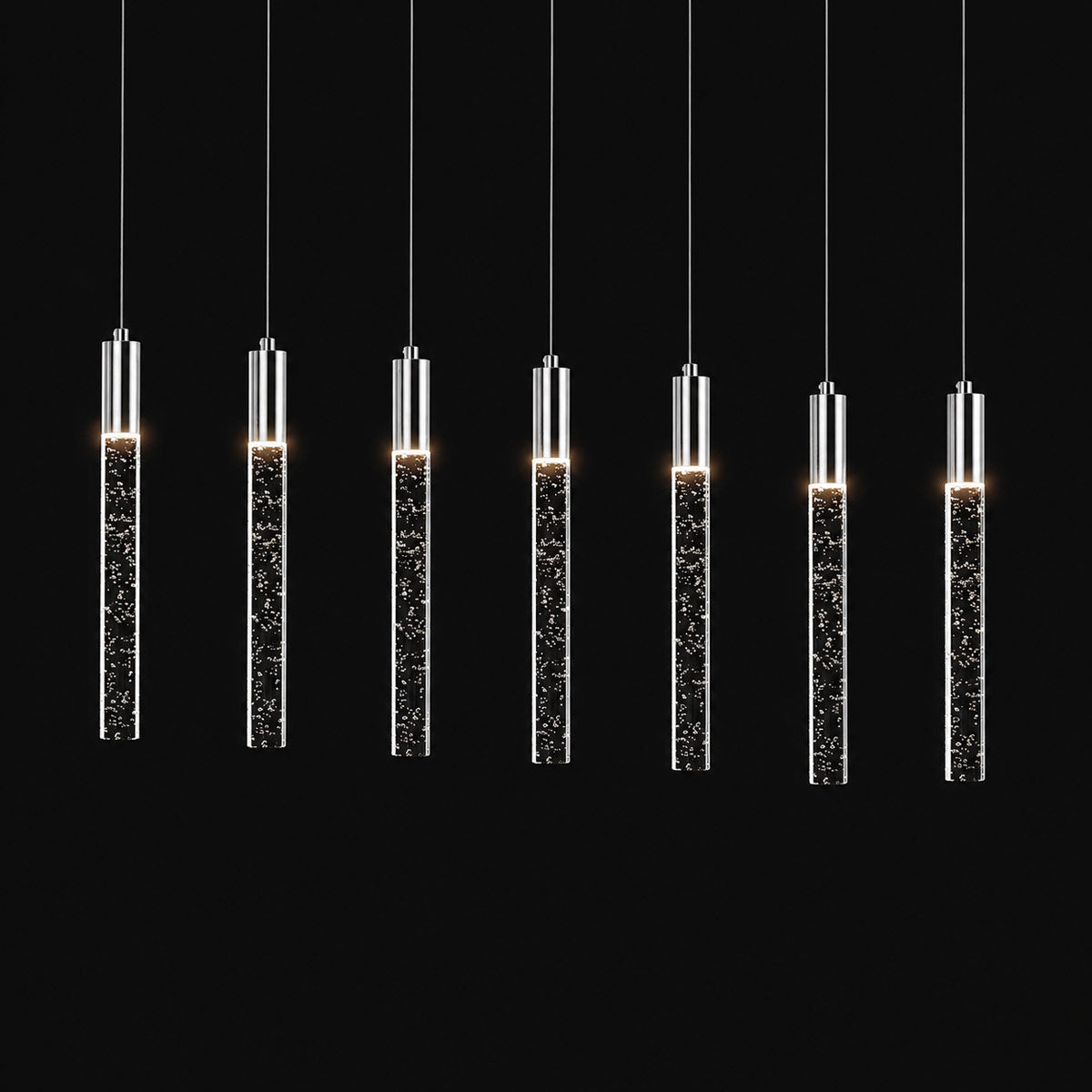 Andromeda 7 Light Linear Bar Bubble Glass LED Pendant