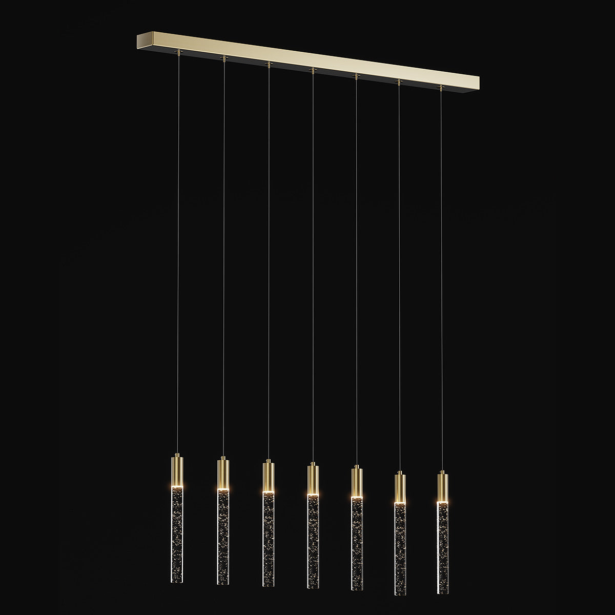 Andromeda 7 Light Linear Bar Bubble Glass LED Pendant