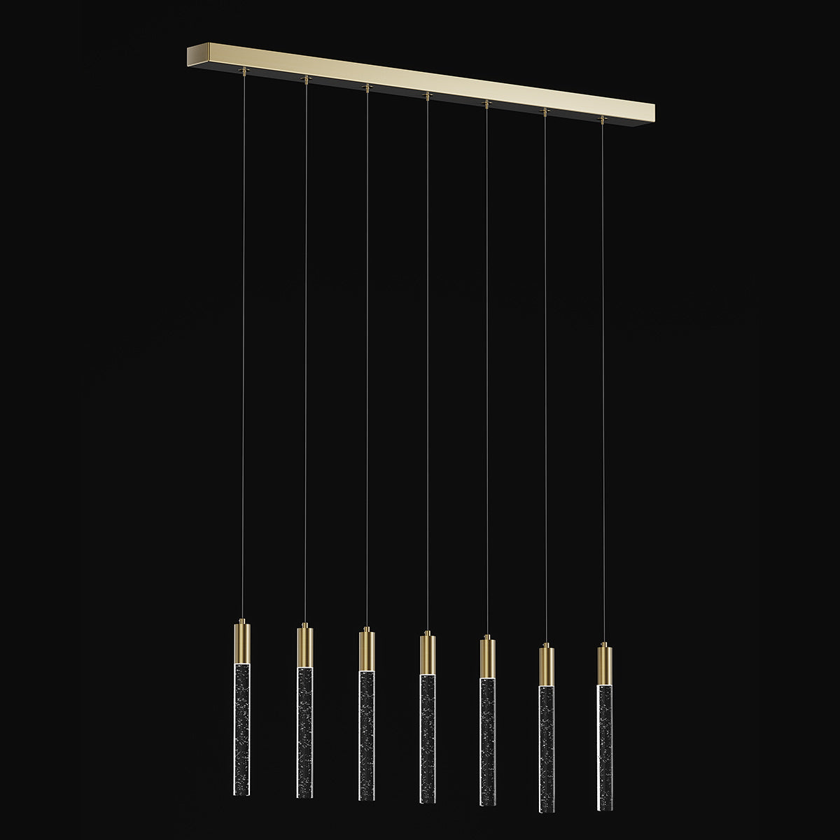 Andromeda 7 Light Linear Bar Bubble Glass LED Pendant