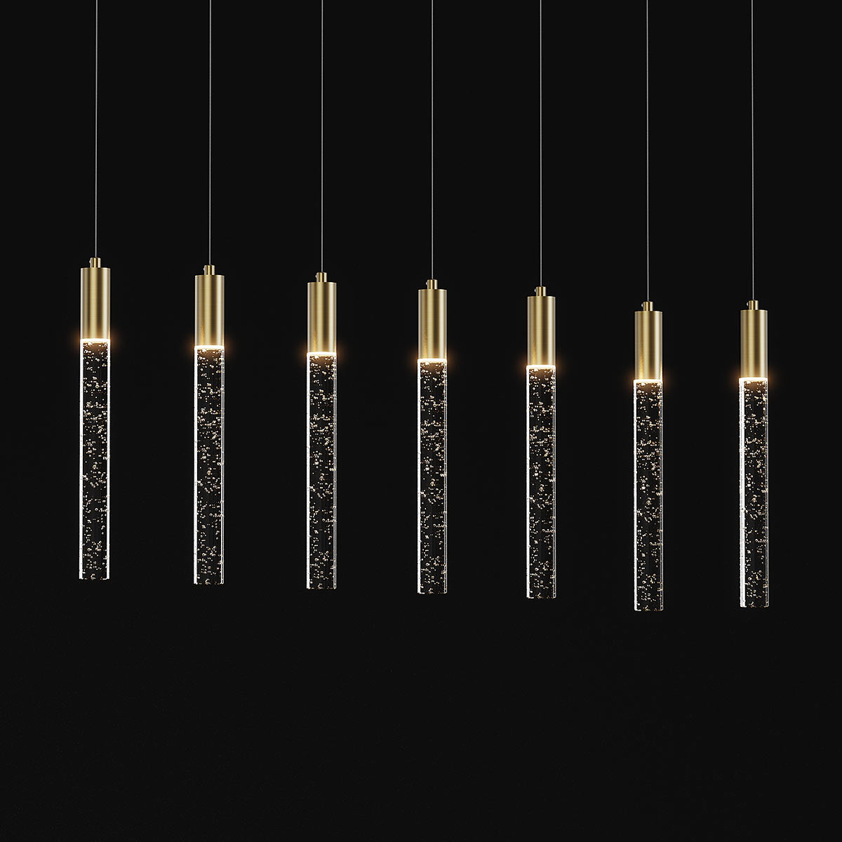 Andromeda 7 Light Linear Bar Bubble Glass LED Pendant