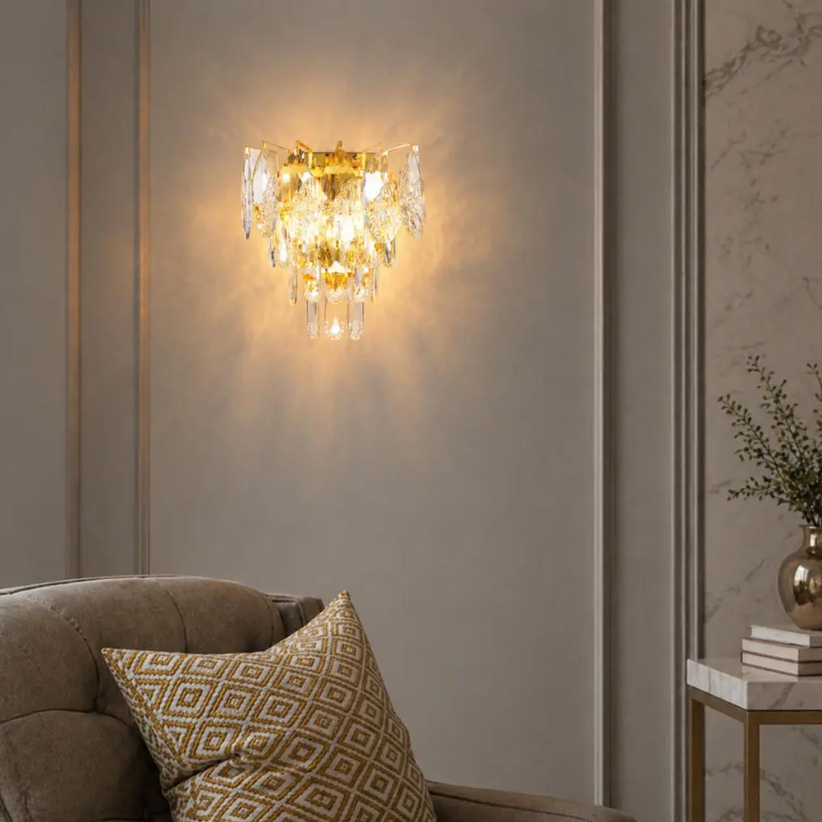 Doreza Crystal Drops Gold Wall Light