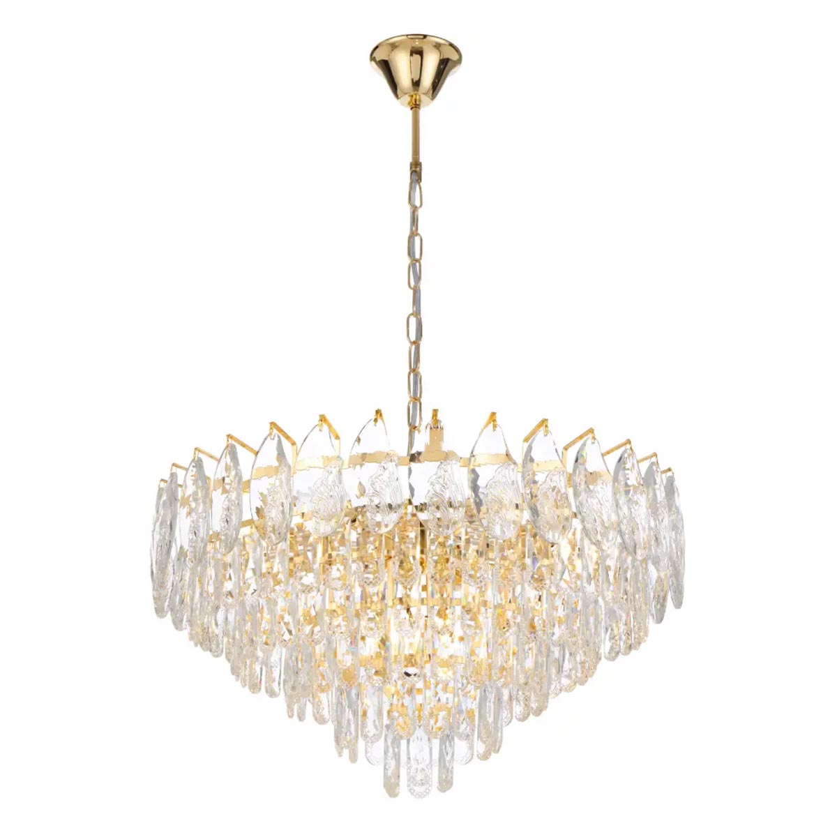 Doreza Crystal Drops Pendant Light with Gold Finish