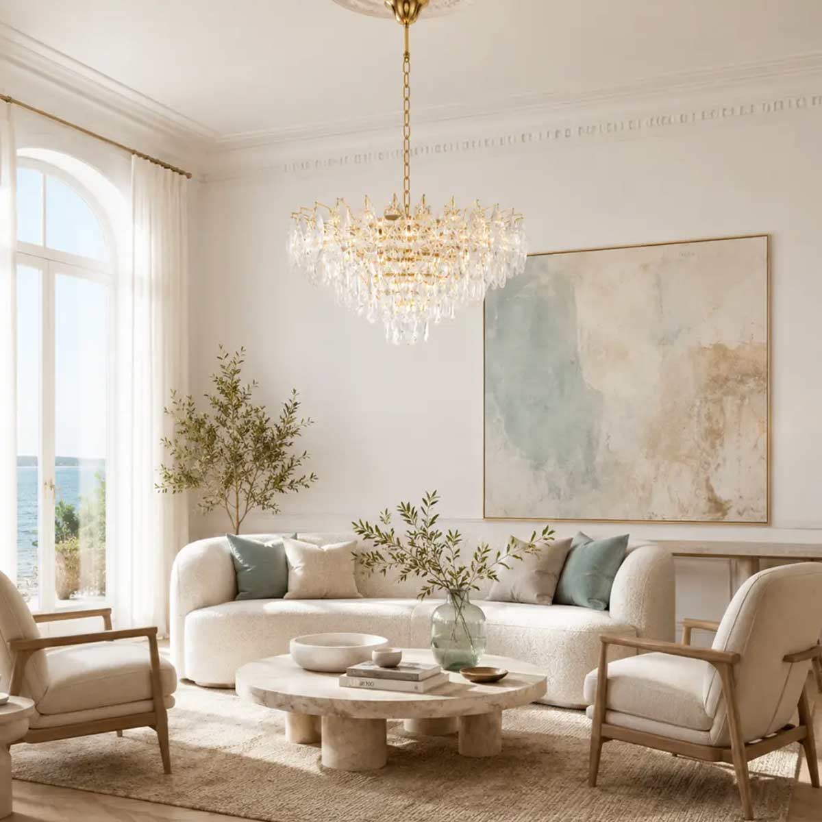 Doreza Crystal Drops Pendant Light with Gold Finish