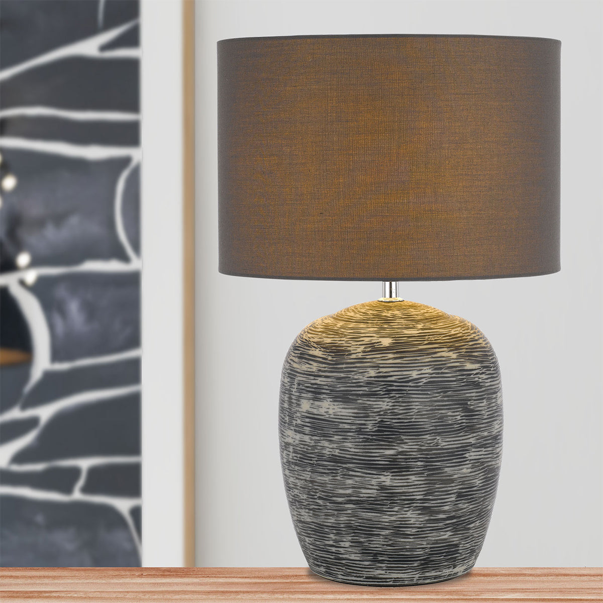 Dusty Table Lamp Ceramic Base with Fabric Shade