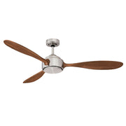 Duxton 52" Timber Propeller AC Ceiling Fan with LED Light- Brushed Chrome