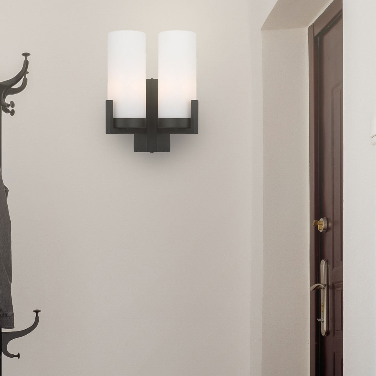 Eamon 2 Light Wall Lamp with Handcrafted Opal Shades