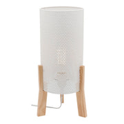 Eddie Metal and Natural Timber Table Lamp - White