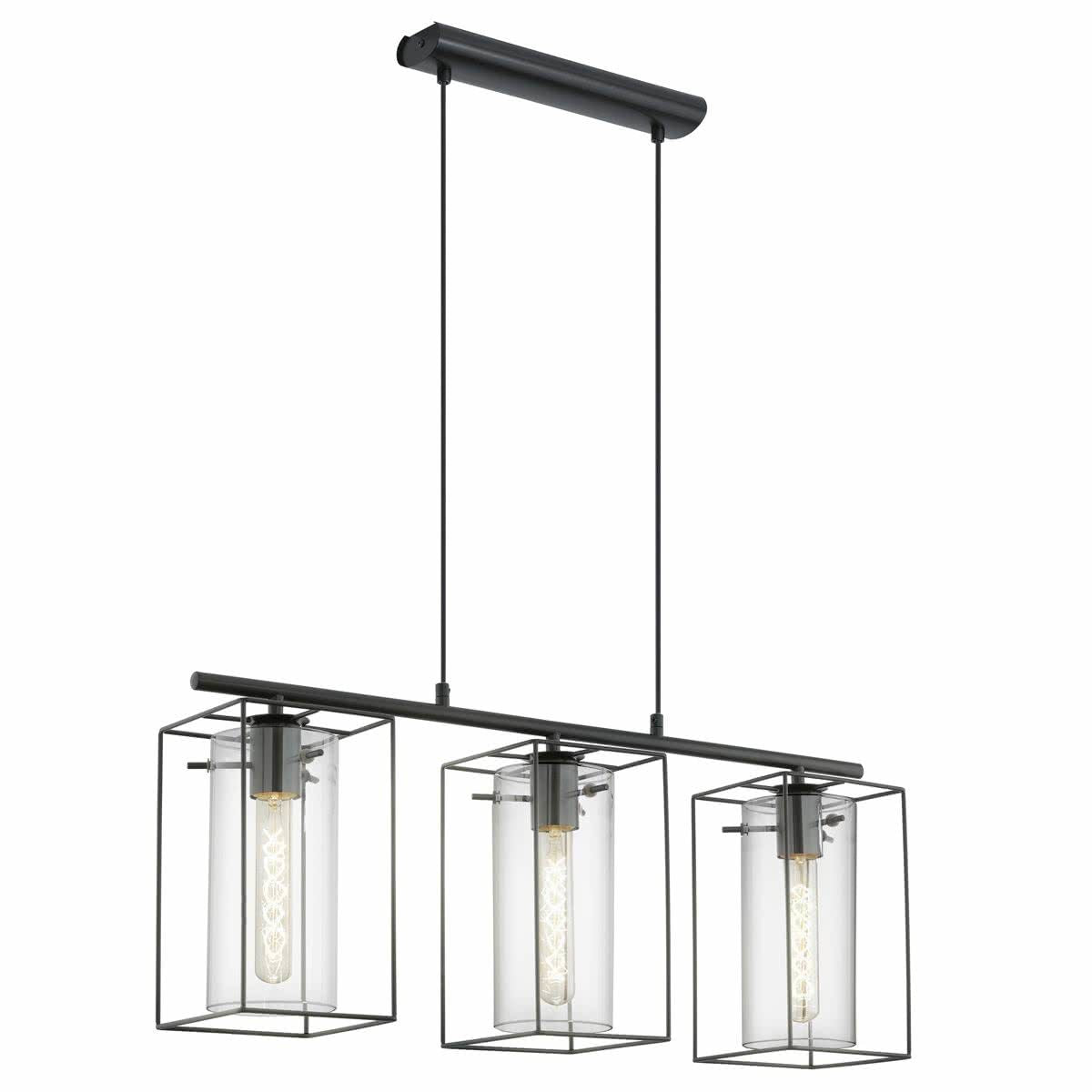 Loncino Glass and Steel 3 Light Pendant