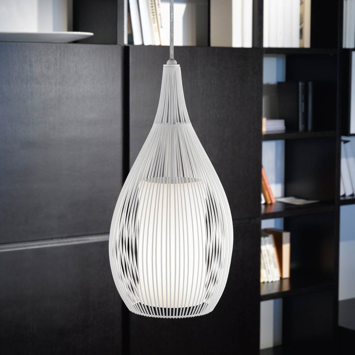 Razoni 2 Wire Cage Pendant - Opal Glass