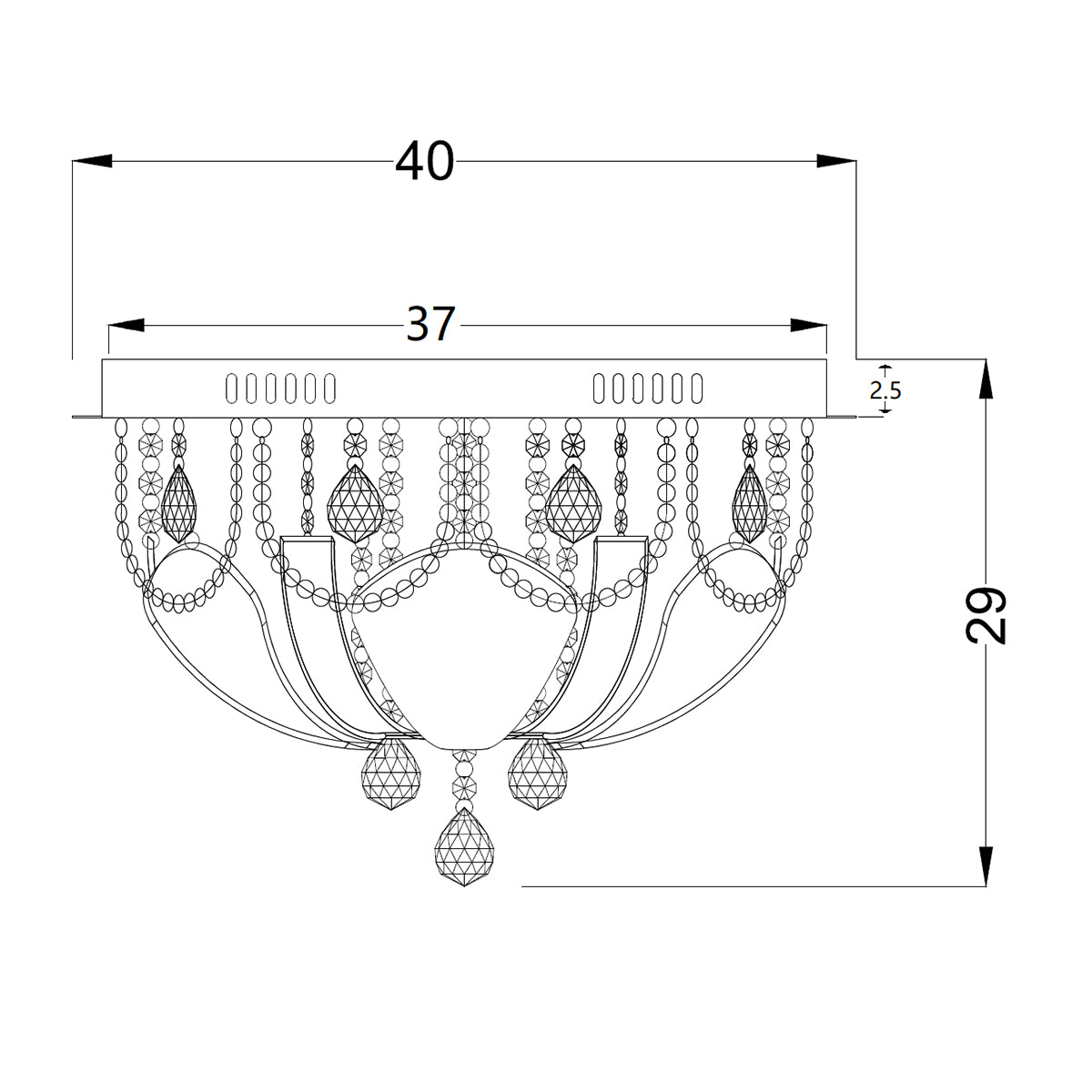 Elanza Small Crystal Glass Ceiling Light with Frosted Leaves