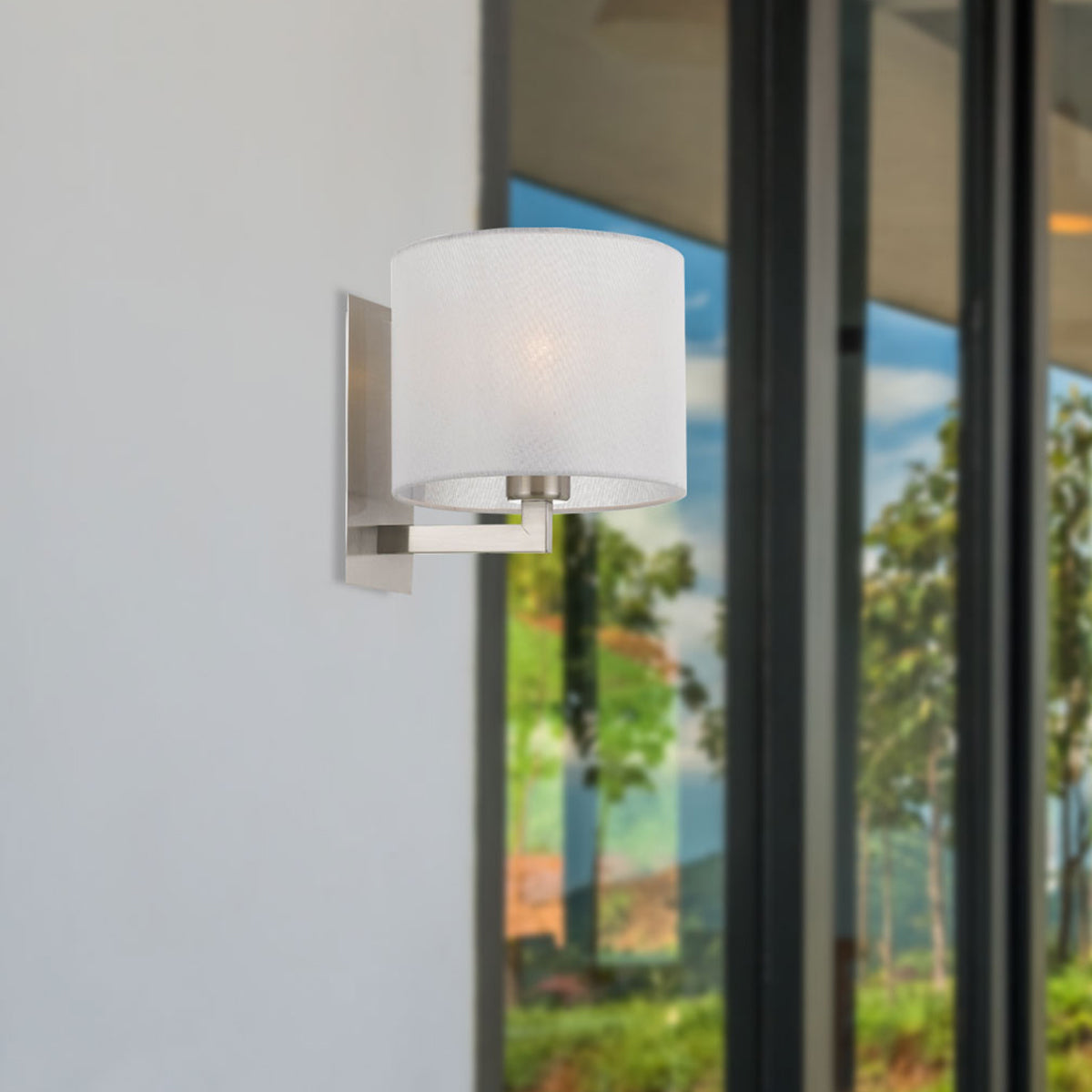 Elgar Fabric Drum Wall Light with Metal Frame