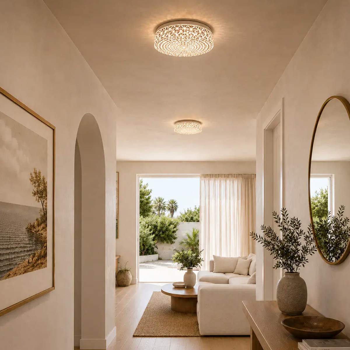 Eltz LED Patterned Oyster Ceiling Light