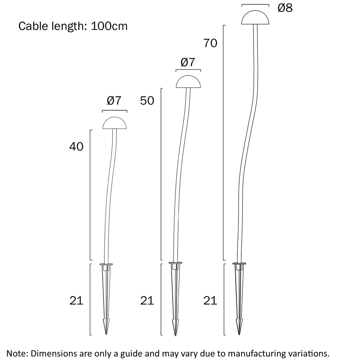 Enoki Mushroom Style Outdoor Post Light Trio
