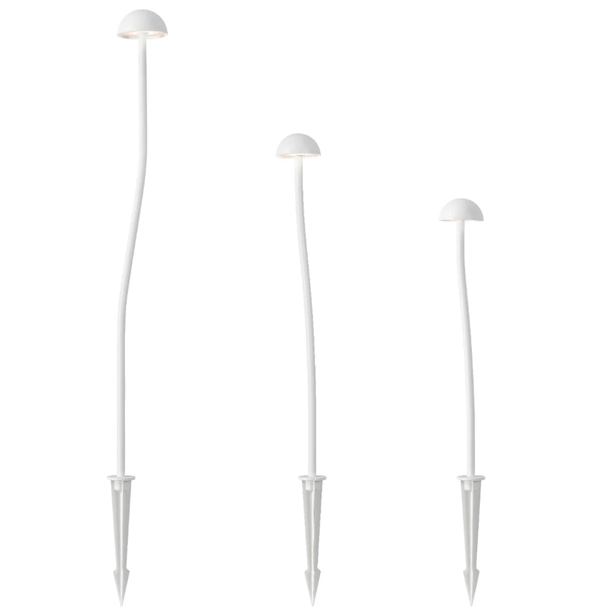 Enoki Mushroom Style Outdoor Post Light Trio